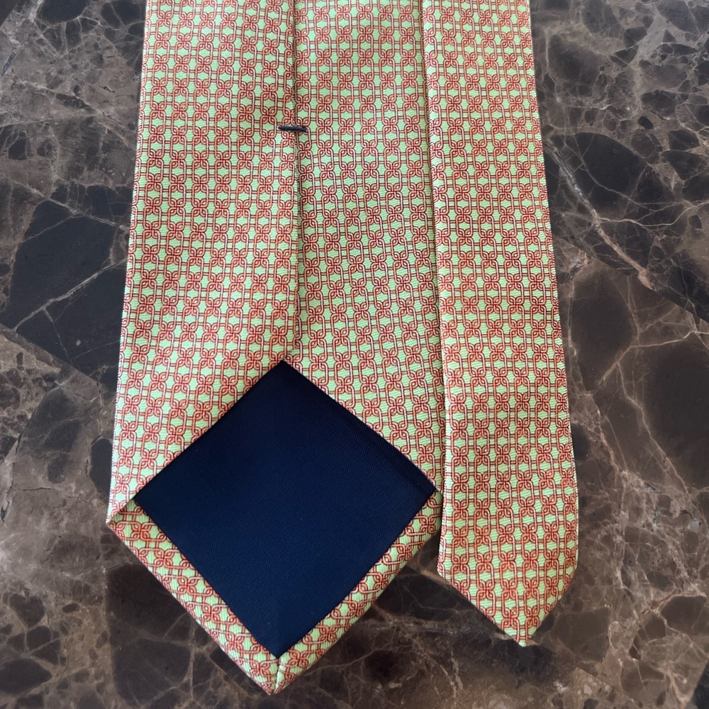 Peter Blair Silk Tie Made in USA Mint Green Coral Chain Link Preppy Classic Tie - Picture 2 of 11